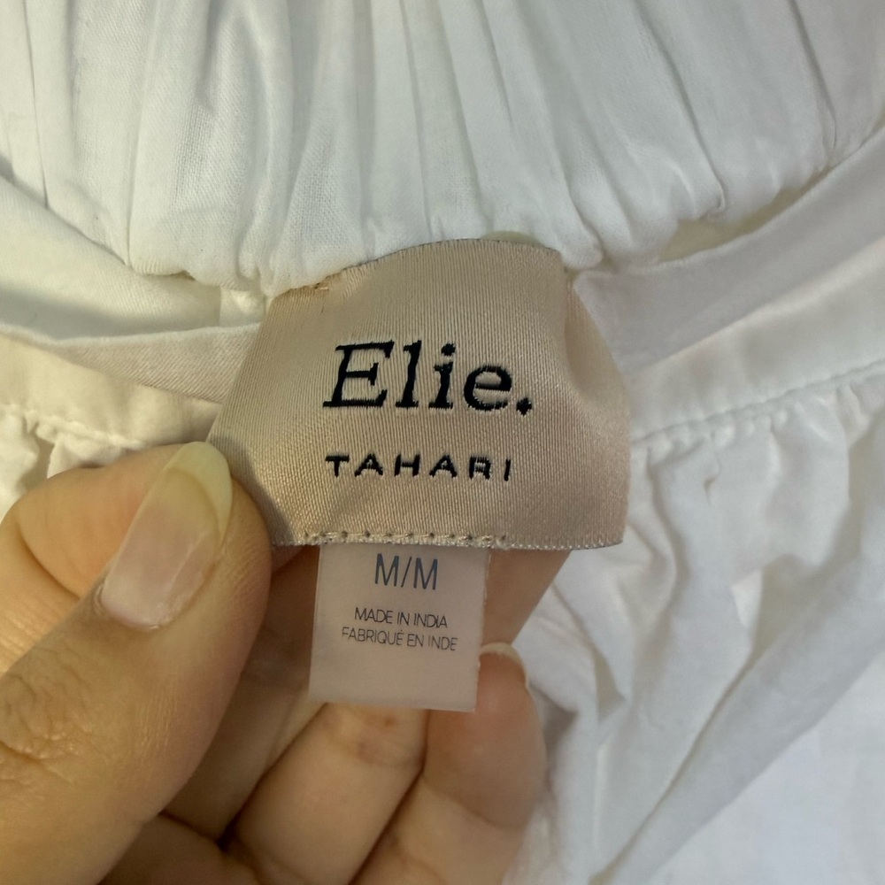 Elie Tahari White Cotton Eyelet Embroidered Midi Skirt Size M - Picture 5 of 7